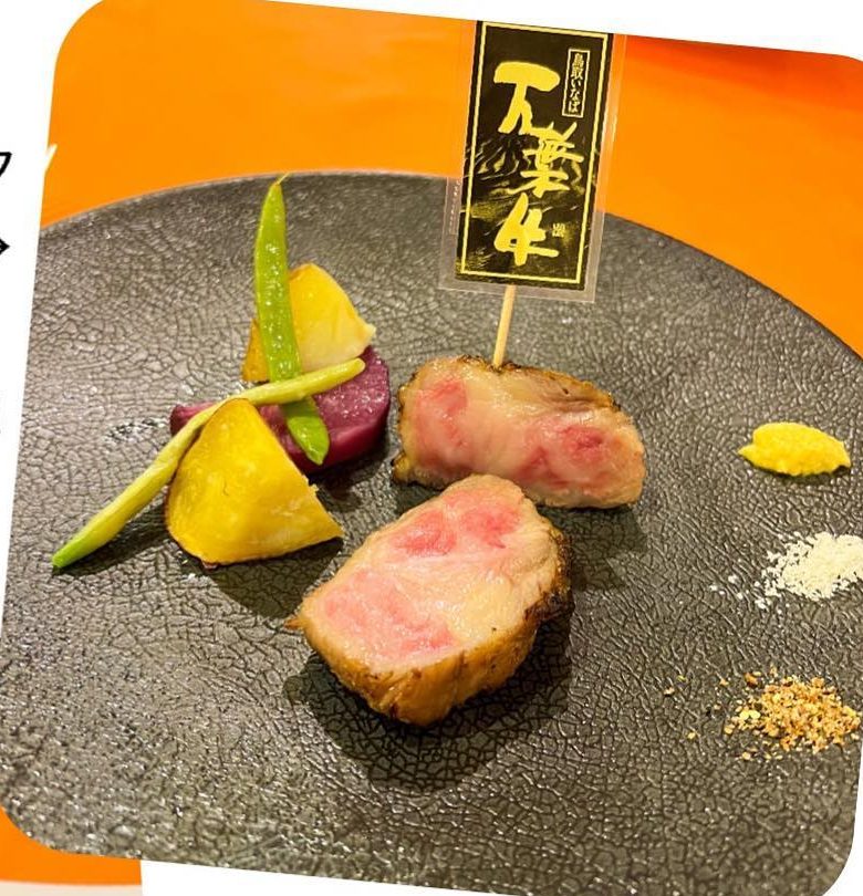 万葉牛のステーキと季節の野菜のメイン