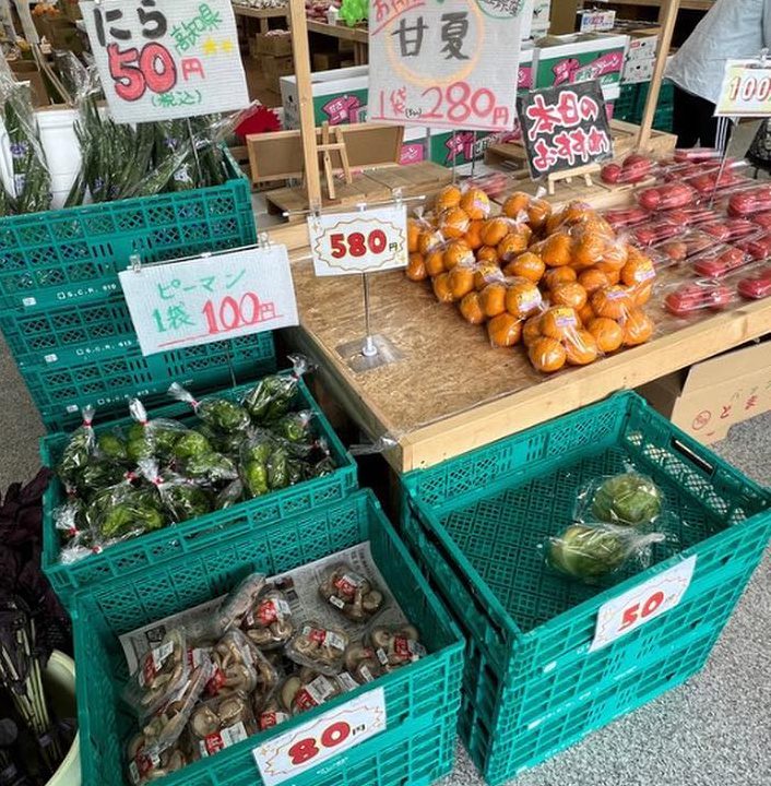 新鮮な野菜や果物がずらりと並ぶ売り場