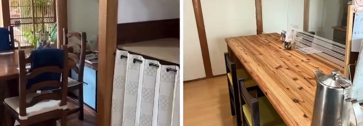 木のカウンター席と窓辺のテーブル席がある、どこか懐かしい店内